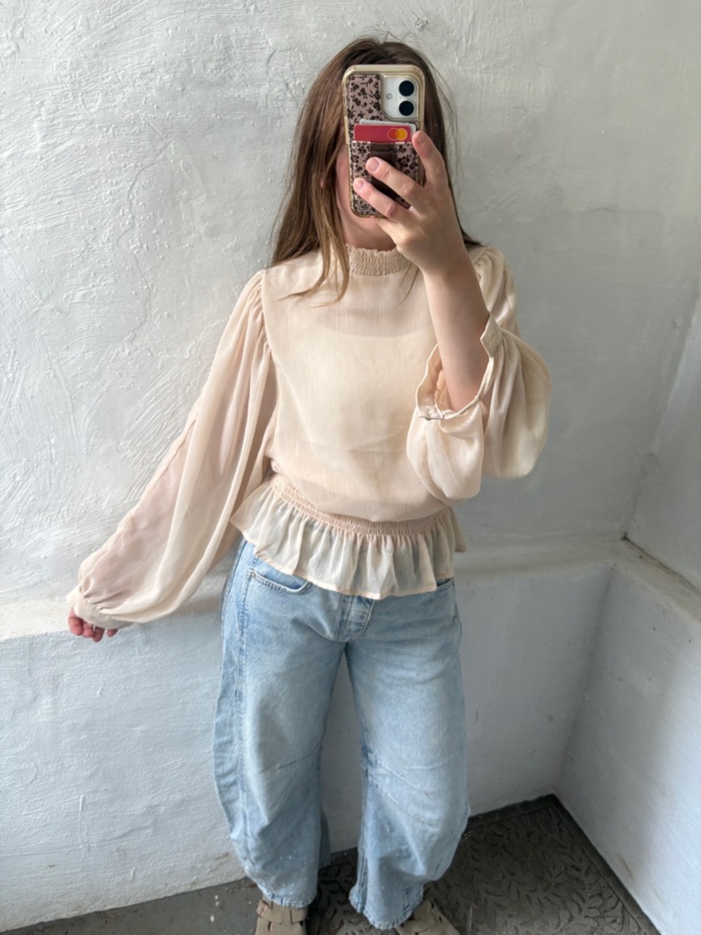 HYFVE Cream Smocked Long Sleeve Blouse - Picture 9 of 12